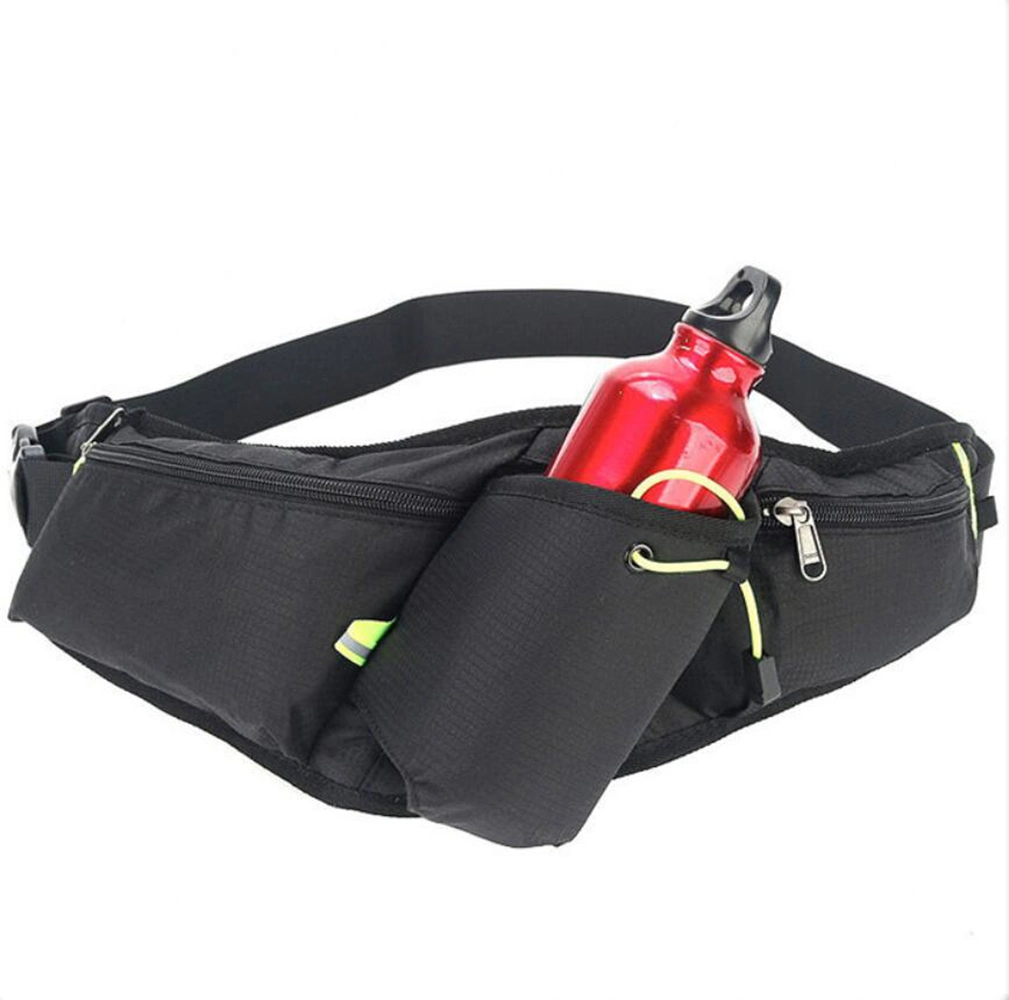 Running Multi-Pocket Waist Bag, Running Pouch Belt with Water Bottle Holder, Waterproof Runner Sports Bag, Reflective Fits 6.5 Cellphone Wyz12967